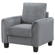 Sillón tapizado con brazos enrollados Davis, color gris