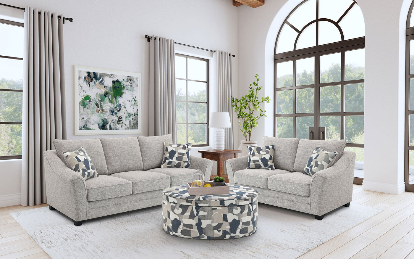 Conjunto de sofá tapizado Tomkins Boucle gris claro