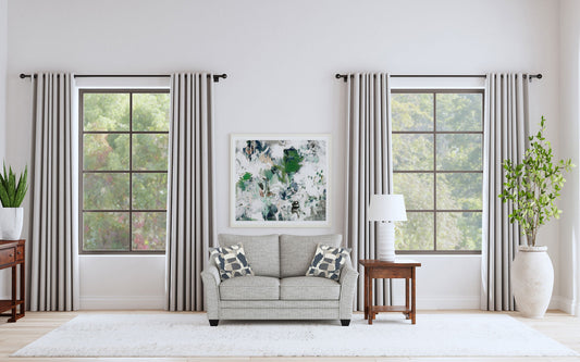 Sofá de dos plazas tapizado Tomkins Boucle gris claro