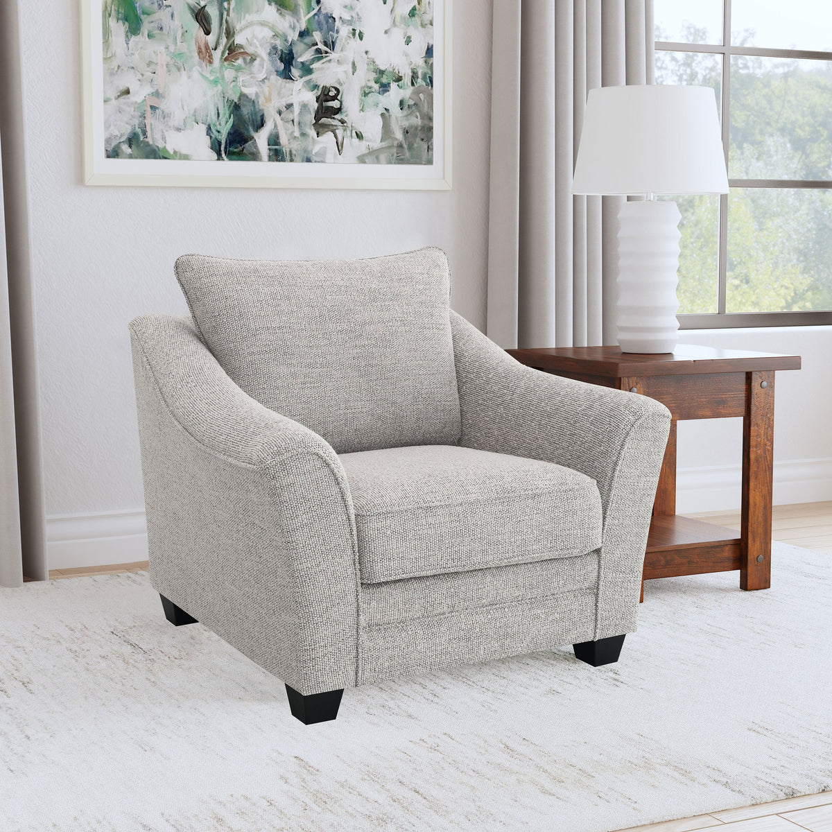 Silla tapizada Tomkins Boucle gris claro
