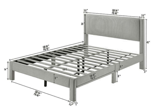 Lucia Bed Light Grey
