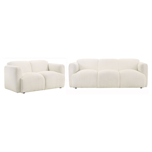 Dorset Upholstered Round Track Arm Sofa Set White
