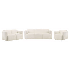Dorset Upholstered Round Track Arm Sofa Set White