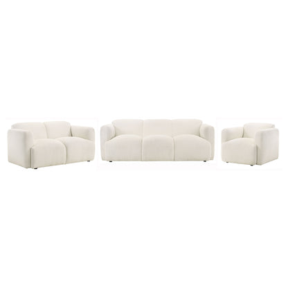 Dorset Upholstered Round Track Arm Sofa Set White