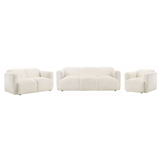 Dorset Upholstered Round Track Arm Sofa Set White