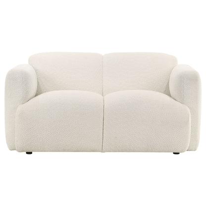 Dorset Fabric Upholstered Round Track Arm Loveseat White