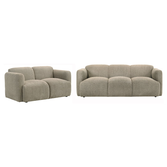 Dorset Upholstered Round Track Arm Sofa Set Brown