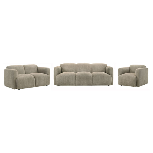 Dorset Upholstered Round Track Arm Sofa Set Brown