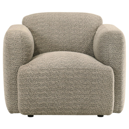Dorset Fabric Upholstered Round Track Arm Accent Chair Brown