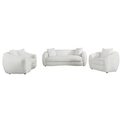 Conjunto de sofá tapizado de piel de oveja sintética Isabella en color natural