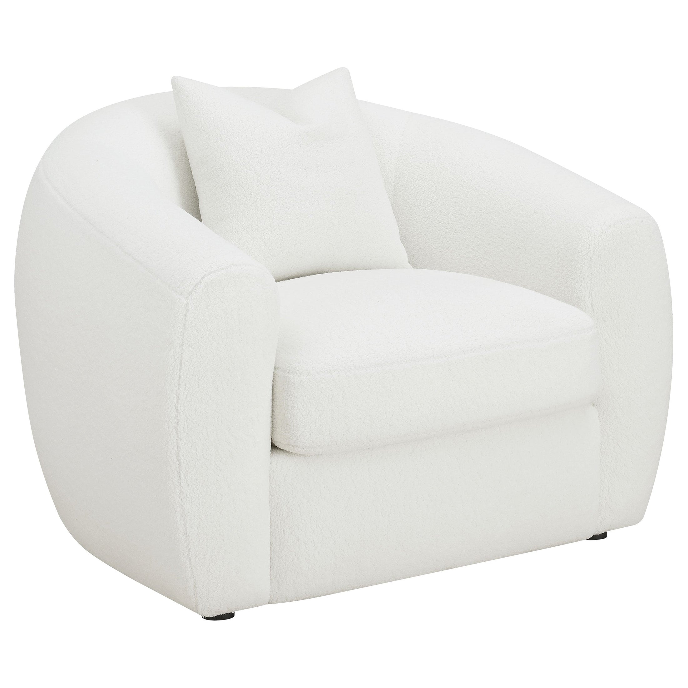 Sillón tapizado de piel de oveja sintética Isabella, color natural