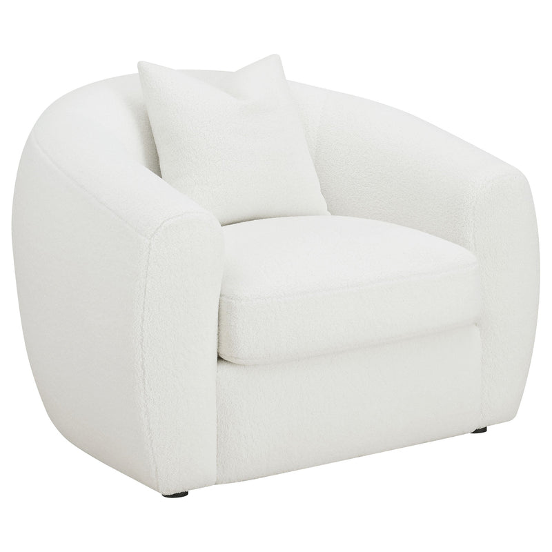 Sillón tapizado de piel de oveja sintética Isabella, color natural