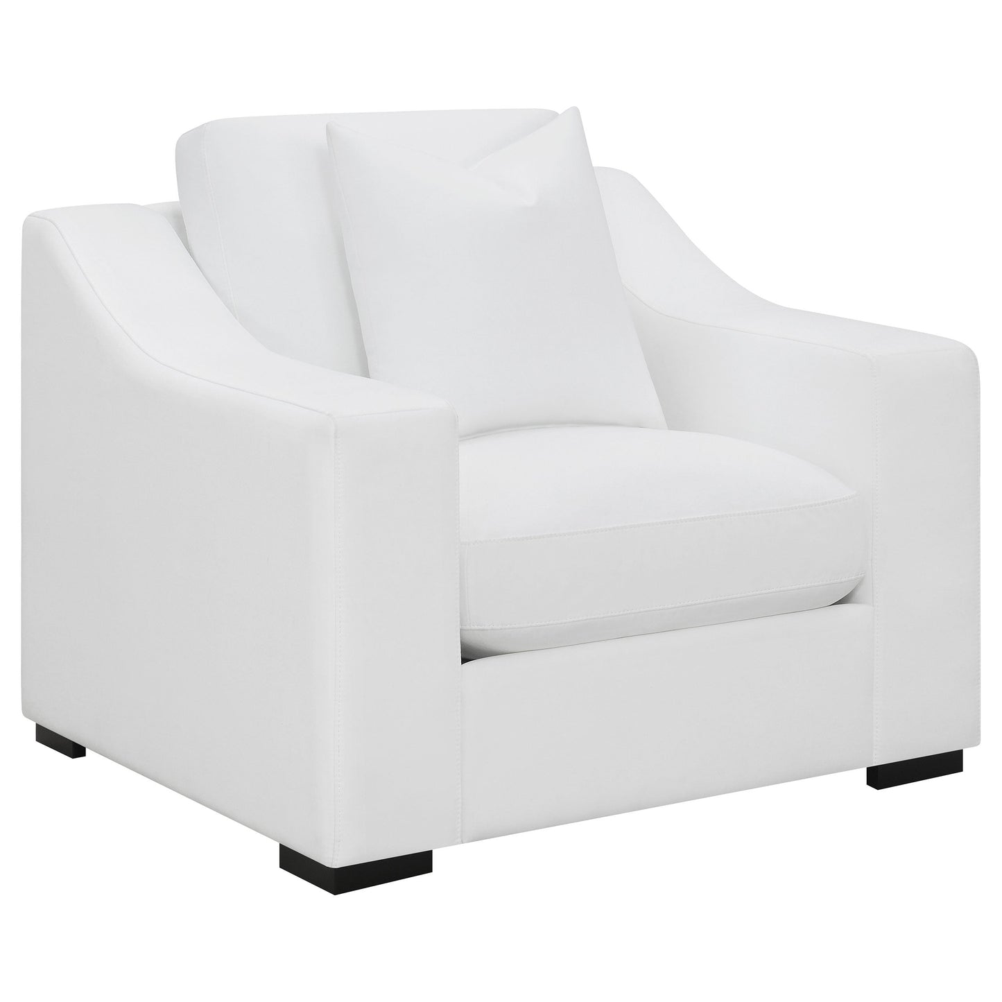 Sillón tapizado con brazos inclinados Ashlyn, color blanco