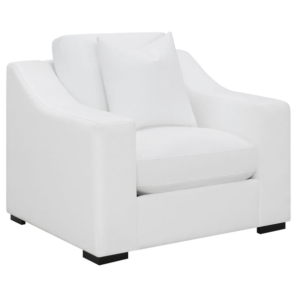 Sillón tapizado con brazos inclinados Ashlyn, color blanco