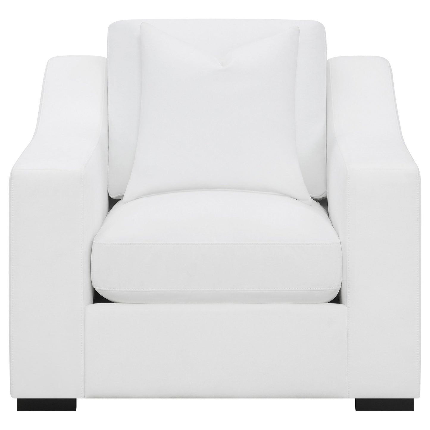 Sillón tapizado con brazos inclinados Ashlyn, color blanco