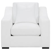 Sillón tapizado con brazos inclinados Ashlyn, color blanco