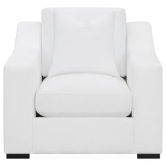 Sillón tapizado con brazos inclinados Ashlyn, color blanco