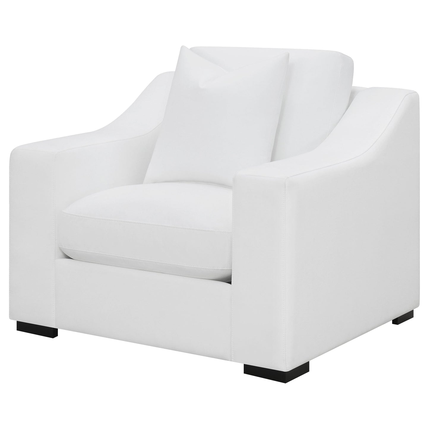 Sillón tapizado con brazos inclinados Ashlyn, color blanco
