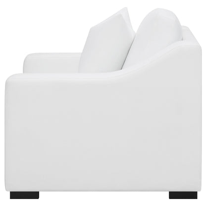 Sillón tapizado con brazos inclinados Ashlyn, color blanco