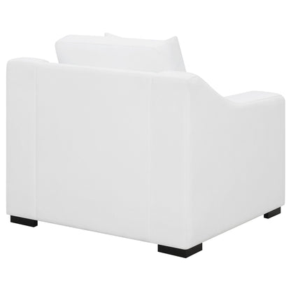 Sillón tapizado con brazos inclinados Ashlyn, color blanco