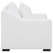 Sillón tapizado con brazos inclinados Ashlyn, color blanco