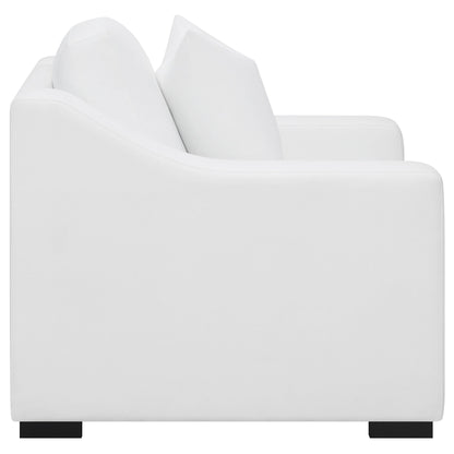 Sillón tapizado con brazos inclinados Ashlyn, color blanco