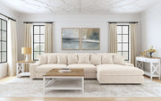 Sofá chaise longue reversible tapizado Blaine color niebla