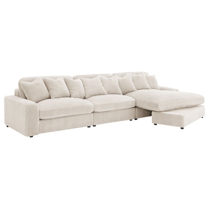 Sofá chaise longue reversible tapizado Blaine color niebla