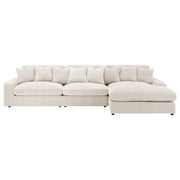 Sofá chaise longue reversible tapizado Blaine color niebla