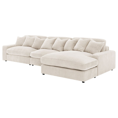 Sofá chaise longue reversible tapizado Blaine color niebla
