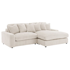 Sofá chaise longue reversible tapizado Blaine color niebla