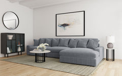 Sofá chaise longue reversible tapizado Blaine color niebla