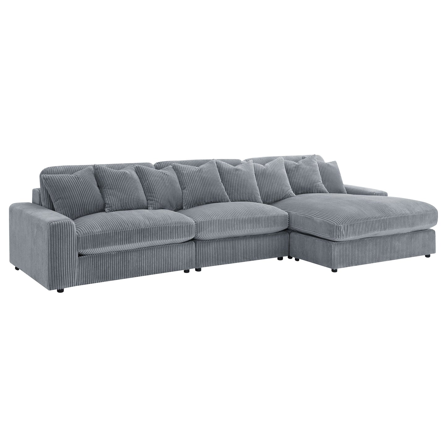 Sofá chaise longue reversible tapizado Blaine color niebla
