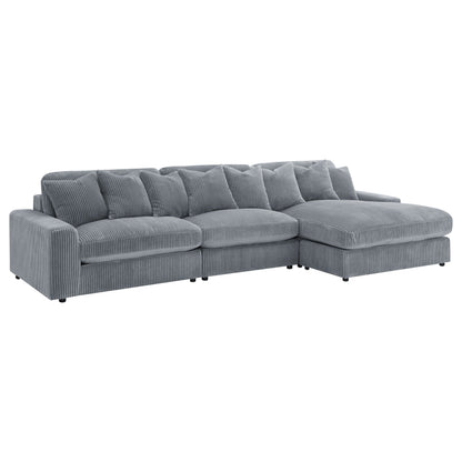 Sofá chaise longue reversible tapizado Blaine color niebla