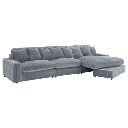 Sofá chaise longue reversible tapizado Blaine color niebla