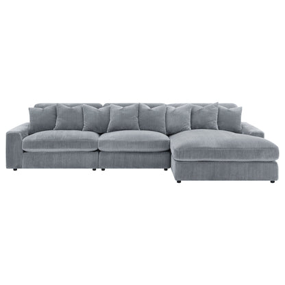 Sofá chaise longue reversible tapizado Blaine color niebla