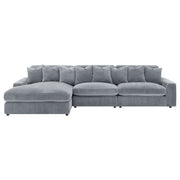 Sofá chaise longue reversible tapizado Blaine color niebla