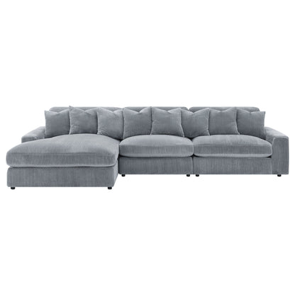 Sofá chaise longue reversible tapizado Blaine color niebla