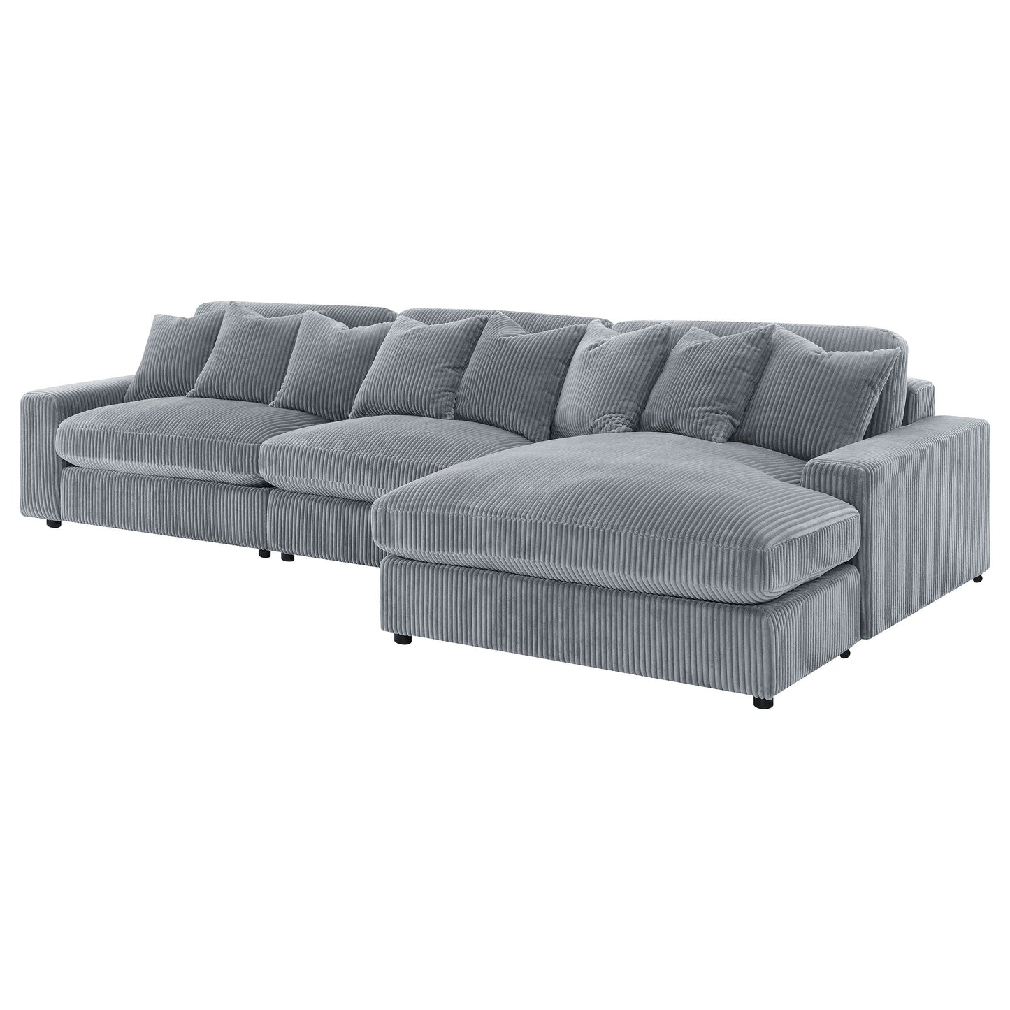 Sofá chaise longue reversible tapizado Blaine color niebla
