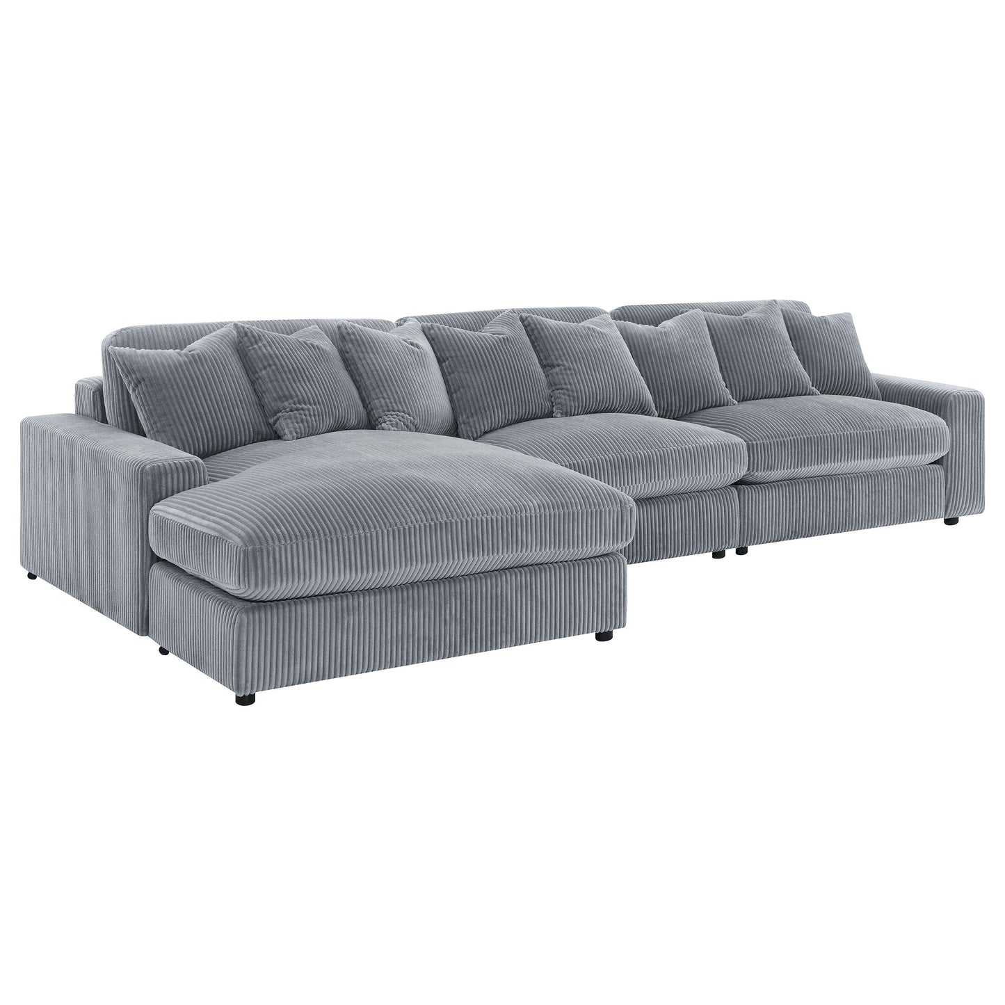 Sofá chaise longue reversible tapizado Blaine color niebla
