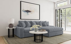 Sofá chaise longue reversible tapizado Blaine color niebla