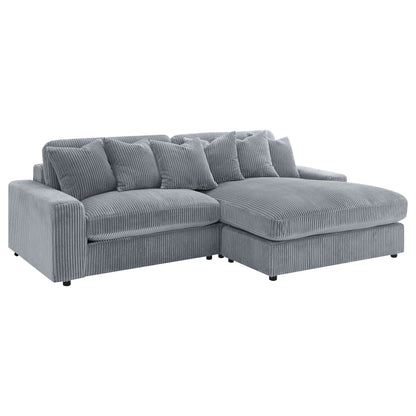 Sofá chaise longue reversible tapizado Blaine color niebla