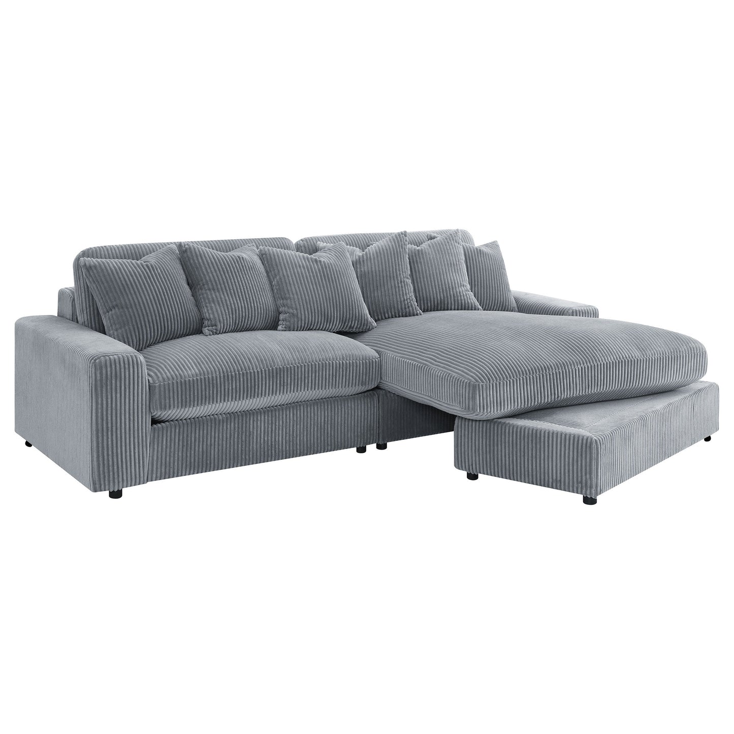Sofá chaise longue reversible tapizado Blaine color niebla
