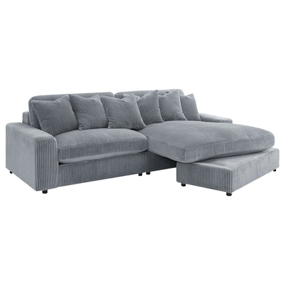 Sofá chaise longue reversible tapizado Blaine color niebla