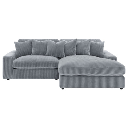 Sofá chaise longue reversible tapizado Blaine color niebla