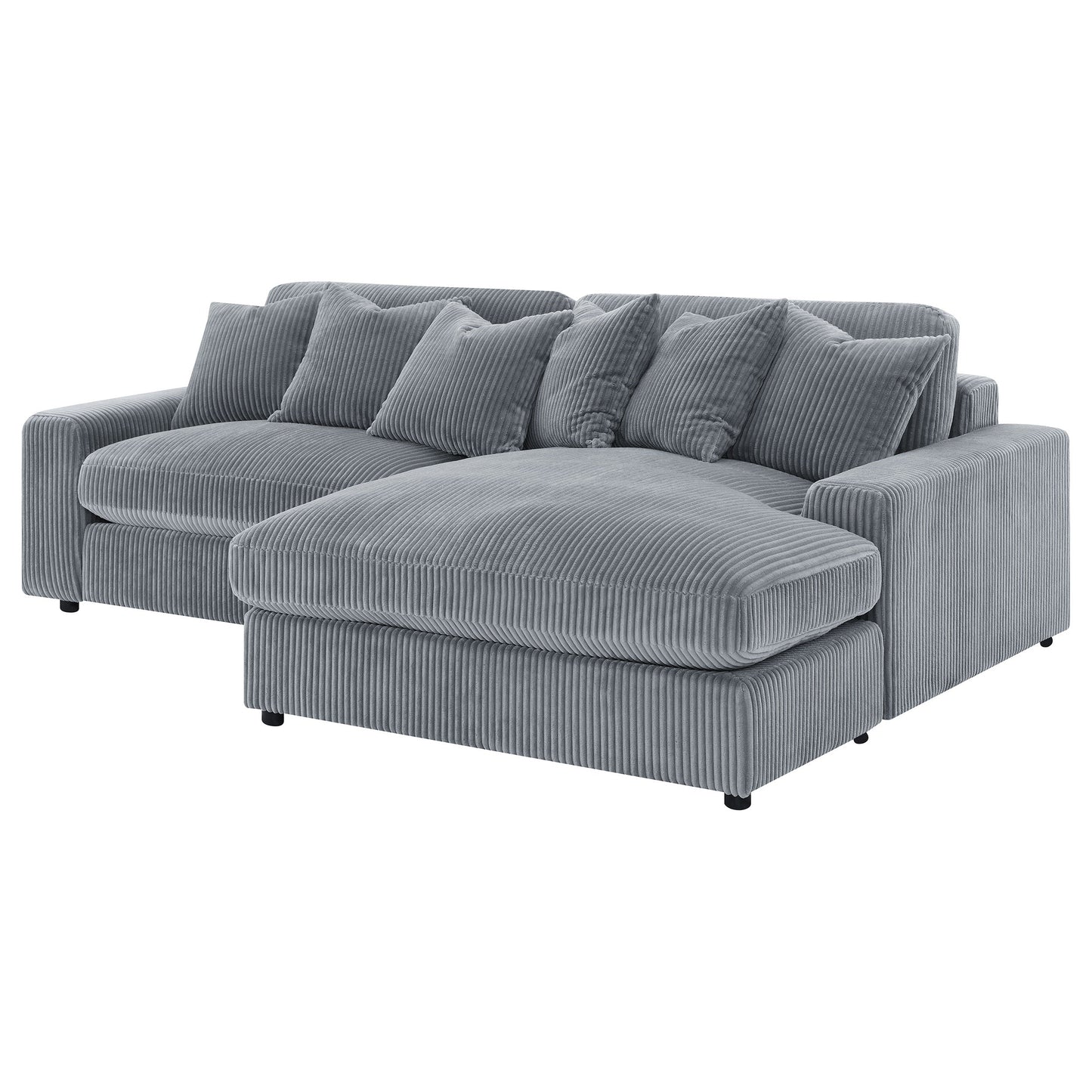 Sofá chaise longue reversible tapizado Blaine color niebla