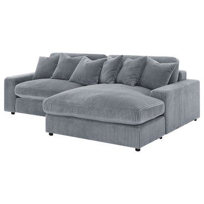 Sofá chaise longue reversible tapizado Blaine color niebla