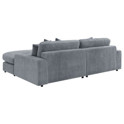 Sofá chaise longue reversible tapizado Blaine color niebla