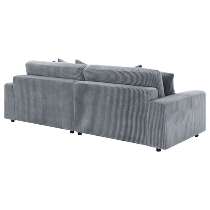 Sofá chaise longue reversible tapizado Blaine color niebla
