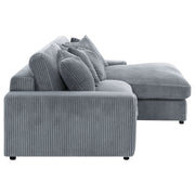 Sofá chaise longue reversible tapizado Blaine color niebla